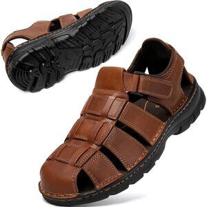 👑Men's Hiking Sandals Light Brown Leather Athletic Casual Outdoor Sports Shoes